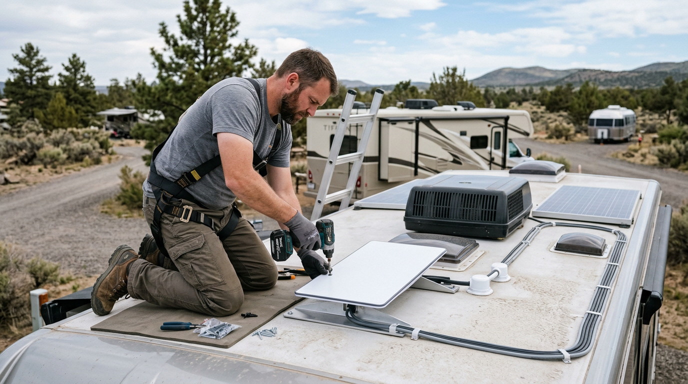 How to Install Starlink on an RV: Roof Mount, Power & Cabling
