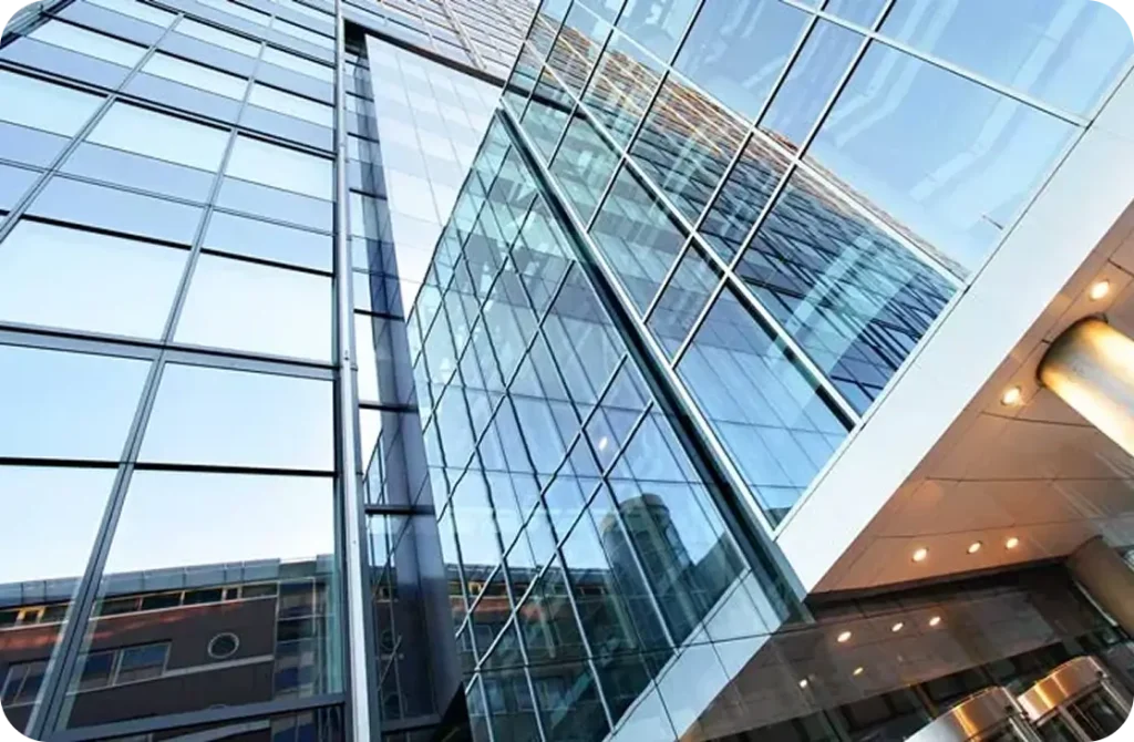 Modern business building secured by CCTV systems