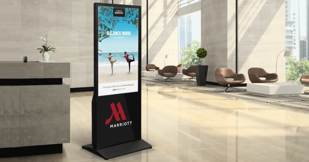 Digital signage lobby kiosk installation